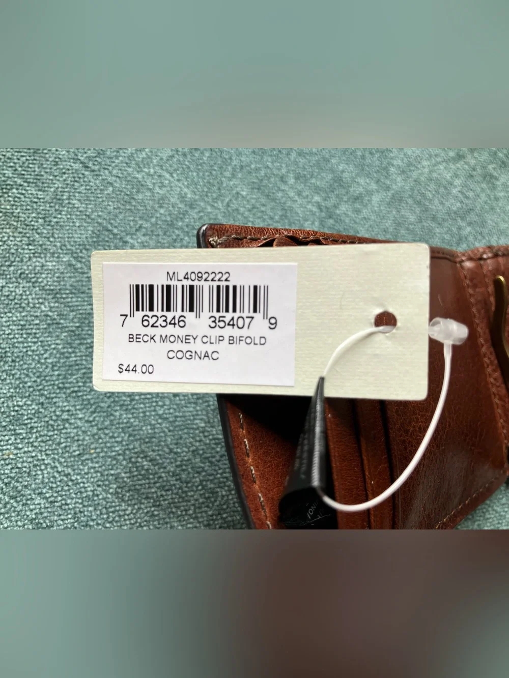 Fossil Cognac Leather Beck Money Clip Bifold